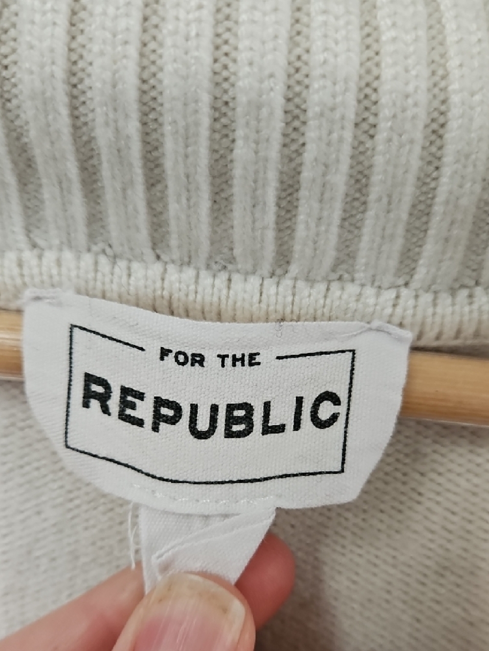 For The Republic White and Black Striped V-Neck Collared Sweater - Picture 2 of 3